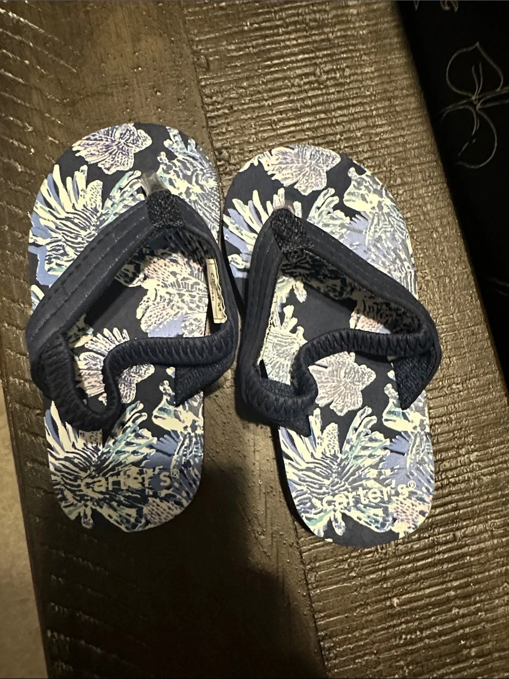 Carter's Navy Floral Toddler Flip Flops